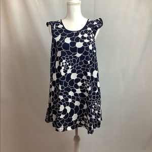 CROWN & IVY NAVY WHITE RUFFLE SLEEVE BUBBLE DESIGN DRESS SIZE S *